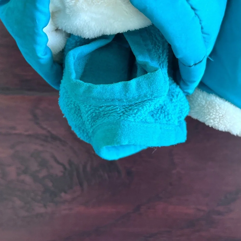 Lands End Kids Puffer Jacket Turquoise Blue Sherpa Lined Hooded Coat Size 4T‎